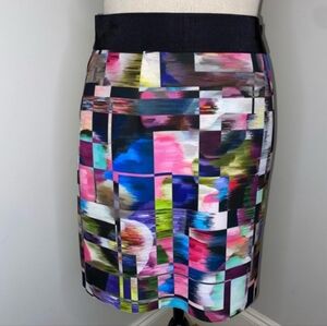 Milly Printed Abstract Mini Skirt Vintage Y2K Back Zip Closure Scuba X-Small